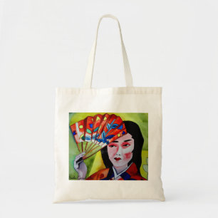 Bolso De Tela geisha japonesa con una acuarela de fans arte orig