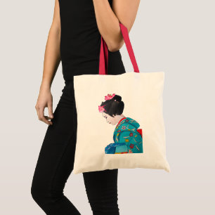 Bolso De Tela Geisha lindo japonés con la flor de cerezo