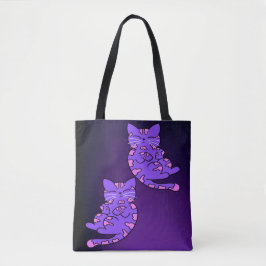 Bolso De Tela Gemelos morados de gatito 2