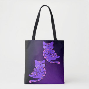 Bolso De Tela Gemelos morados de gatito 2