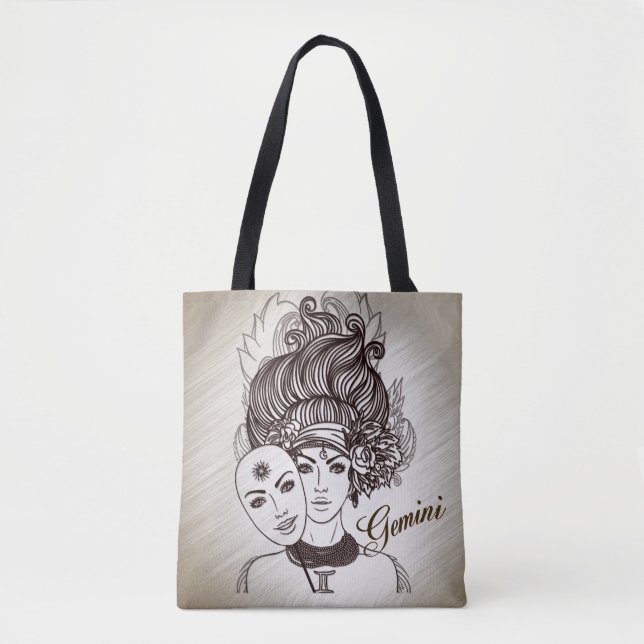Bolso De Tela Gemini Masked Lady Zodiac (Anverso)