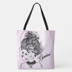 Bolso De Tela Gemini Masked Lady Zodiac Rosa