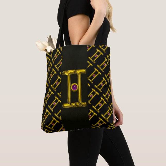 BOLSO DE TELA GEMINI ORO ZODIAC RÓTULO DE CUMPLEAÑOS JEWEL (Detalle)