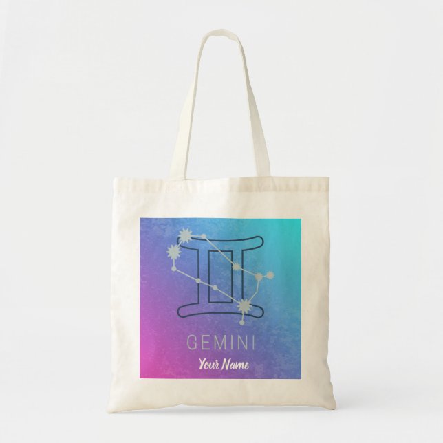 Bolso De Tela Gemini Signo de estrella zodiaca Horóscopo acuátic (Frente)