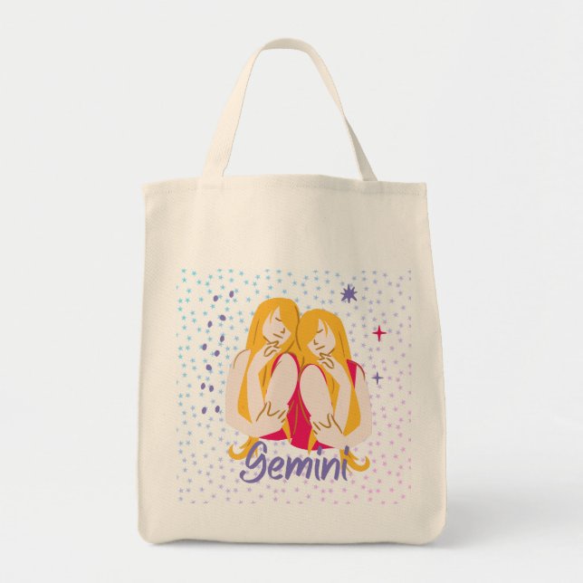 Bolso De Tela Gemini Twins Zodiac moderno (Frente)