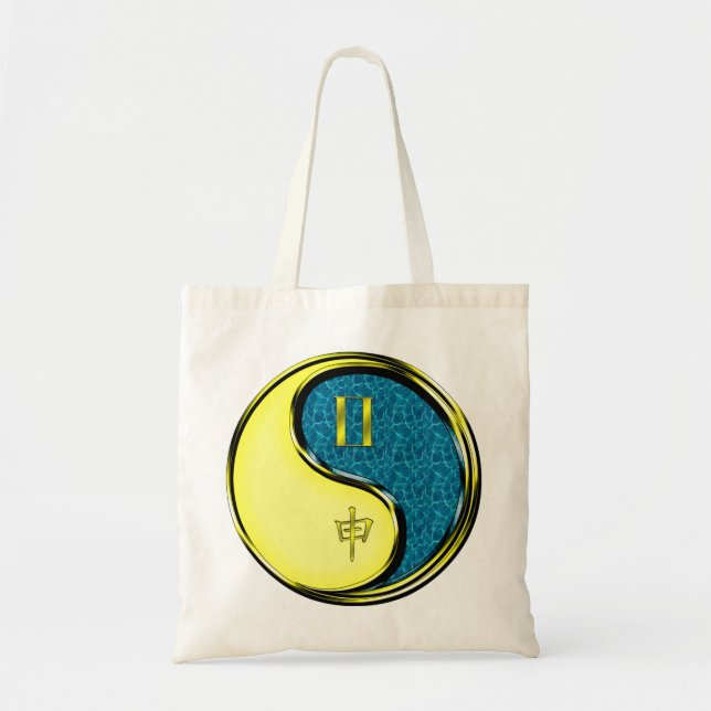 Bolso De Tela Géminis y Mono de Agua (Frente)