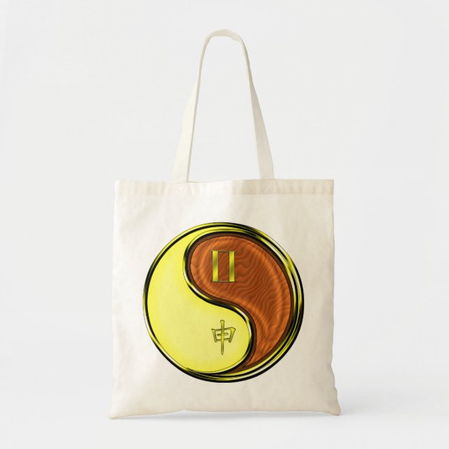 Bolso De Tela Géminis y Mono de Madera (Frente)