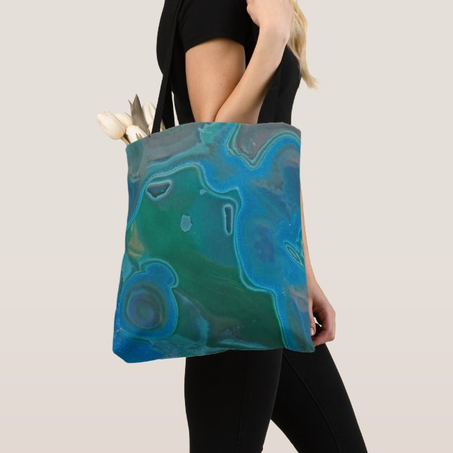 Bolso De Tela Gemstone Photo Vivid Blue Green Abstract Gem (Detalle)