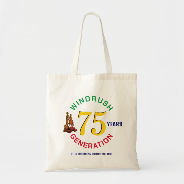 Bolso De Tela GENERACIÓN DE WINDRUSH colorida 75 Aniversario (Frente)