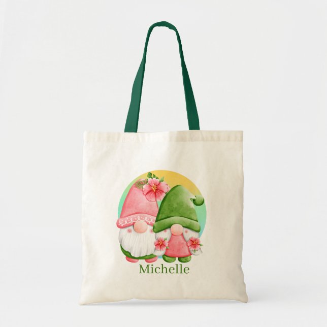 Bolso De Tela geniales gnomos de verano agregar chicas de nombre (Frente)