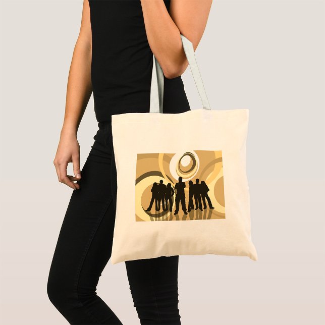 Bolso De Tela Gente con Silueta Retro y Círculos Abstractos (Subido por el creador)