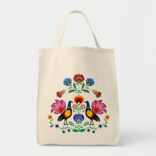 Bolso De Tela Gente polaca con floral decorativo y los pollos