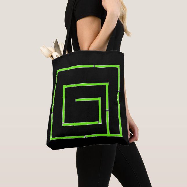 Bolso De Tela Geo verde negro (Detalle)