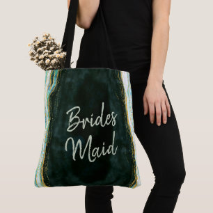 Bolso De Tela Geode Bridesmaid de Mármol Verde y Oro verde azula