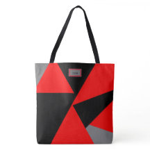 Geometría audaz, negro, rojo, gris monogramado