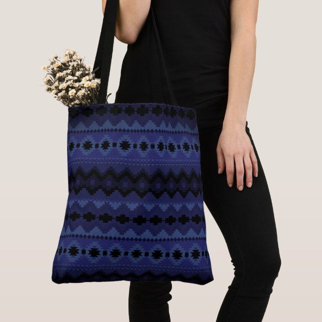 Bolso De Tela Geometría azteca - Azul (Detalle)