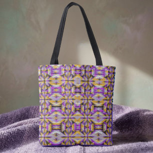 Bolso De Tela Geometría de diamante púrpura y amarillo