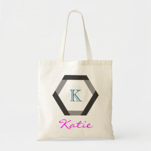 Bolso De Tela Geometría de hexágono personalizada de monograma r