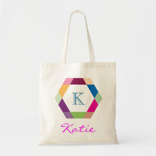 Bolso De Tela Geometría de hexágono personalizada de monograma r