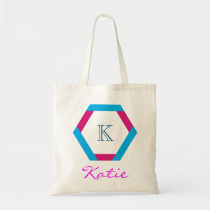 Bolso De Tela Geometría de hexágono personalizada de monograma r