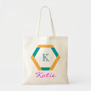 Bolso De Tela Geometría de hexágono personalizada de monograma r