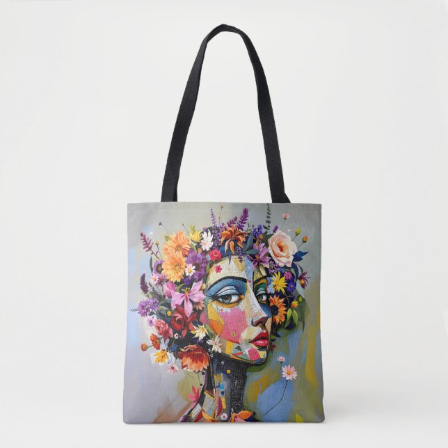 Bolso De Tela "Geometría Floral" - Retrato Botánico (Anverso)