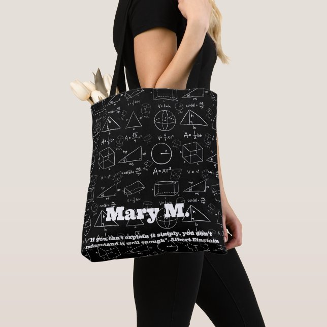 Bolso De Tela Geometría Matemática y Personalizado Texto y nombr (Detalle)