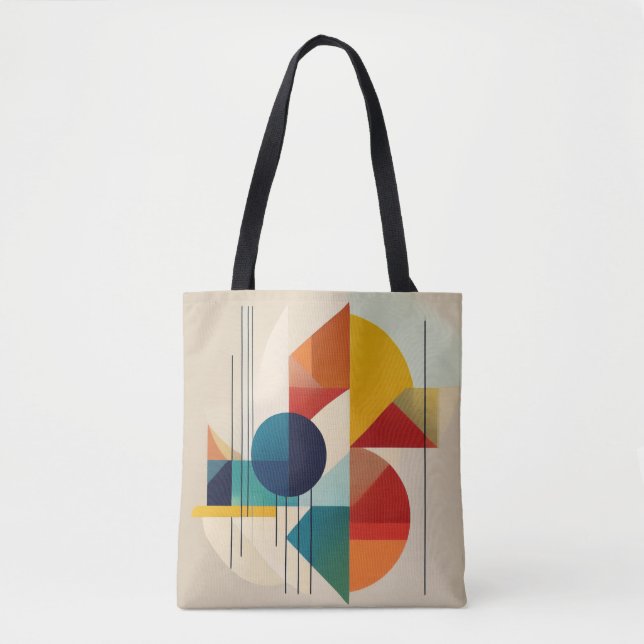 Bolso De Tela Geometric Abstract Art in Bauhaus Style (Anverso)
