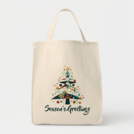 Bolso De Tela Geometric Christmas Tree with Gold Stars