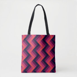 Bolso De Tela Geometric Dark Pink & Blue Zigzag Chevron