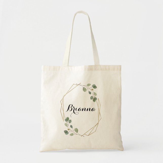 Bolso De Tela Geometric Greeneration Eucalyptus Foliage Bridesma (Frente)