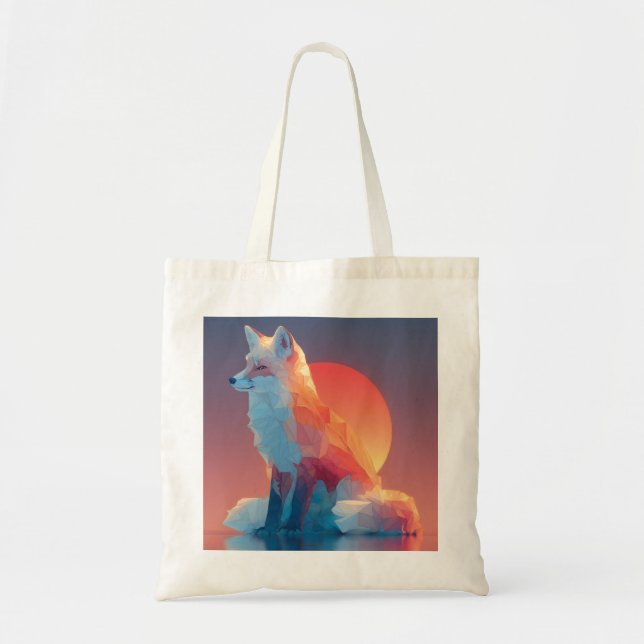 Bolso De Tela Geometric Wolf Silhouette |Modern Polygon Wildlife (Frente)