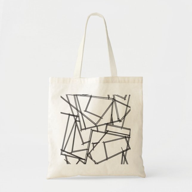 Bolso De Tela Geométrico Blanco Y Negro (Frente)