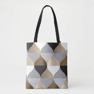 Bolso De Tela Geométrico de lujo: negro, patrón oro