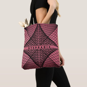 Bolso De Tela Geométrico De Resumen Moderno Rosa Y Negro