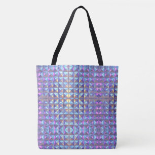 Bolso De Tela Geométrico irista dorado, azul y púrpura 2