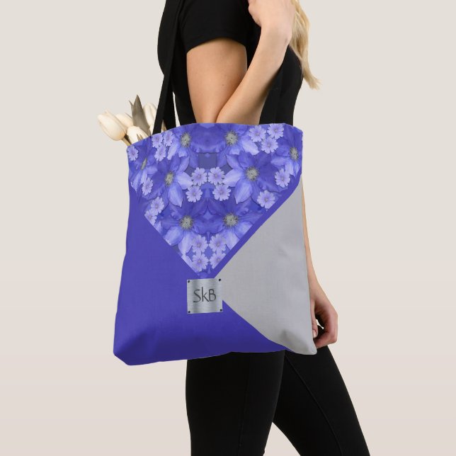 Bolso De Tela Geométrico morado floral (Detalle)