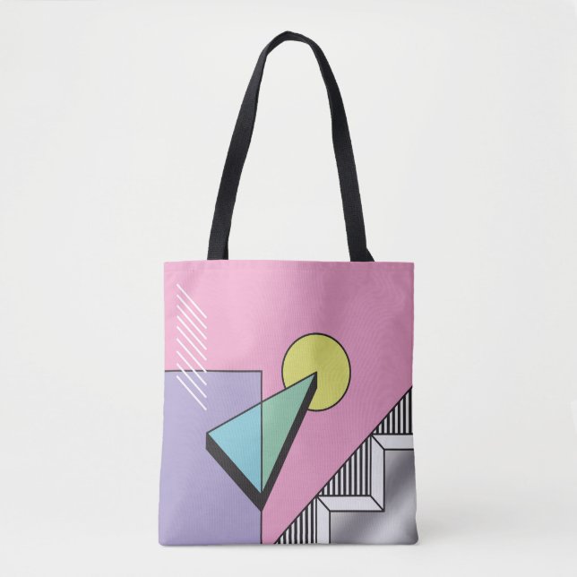 Bolso De Tela Geométrico Postmoderno: Composición abstracta (Anverso)