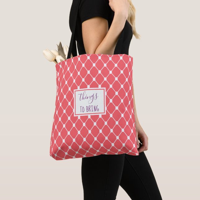 Bolso De Tela Geométrico púrpura de coral vibrante (Detalle)