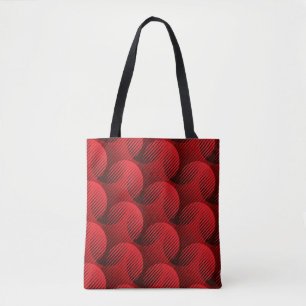 Bolso De Tela Geométrico Rojo: Arte de líneas de rastrillo
