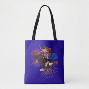 Bolso De Tela George Washington montando un águila con bandera