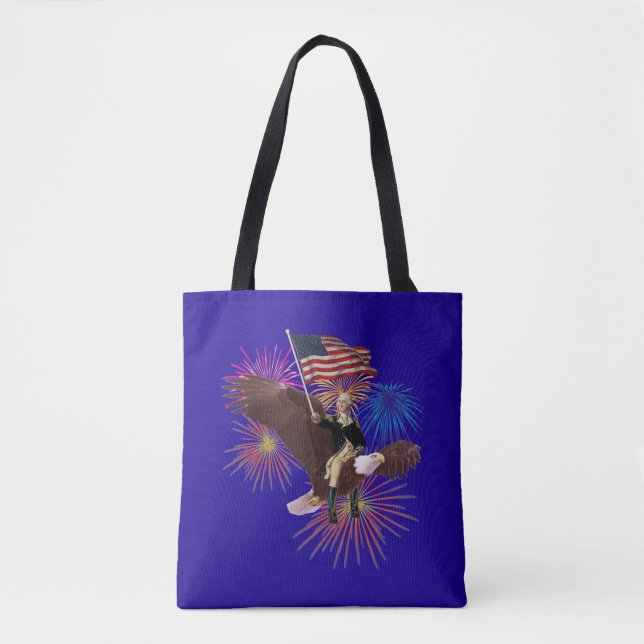 Bolso De Tela George Washington montando un águila con bandera (Anverso)