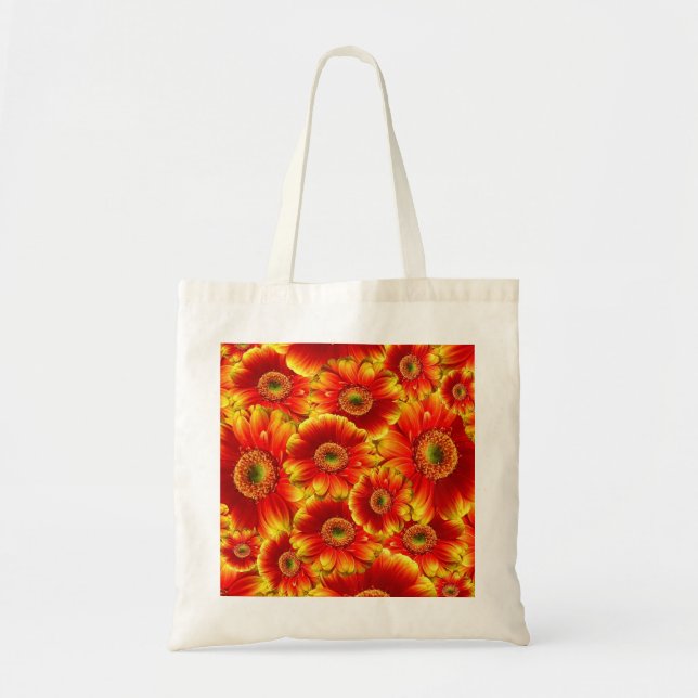 Bolso De Tela Gerbera Daisies, amarilla y Naranja (Frente)