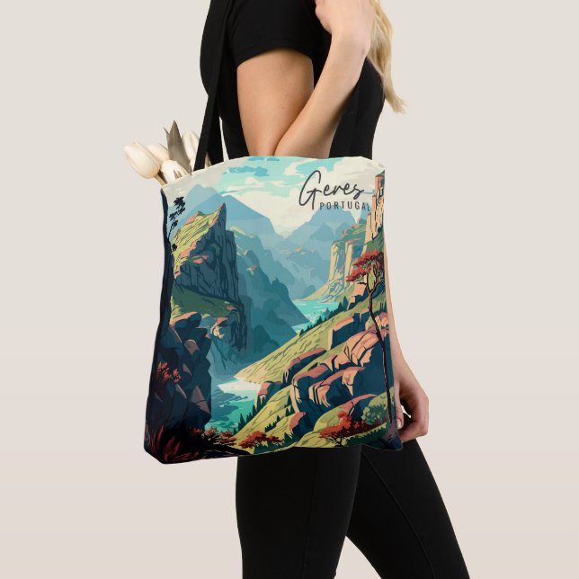 Bolso De Tela Geres Portugal Ilustracion de viajes de arte vinta (Detalle)