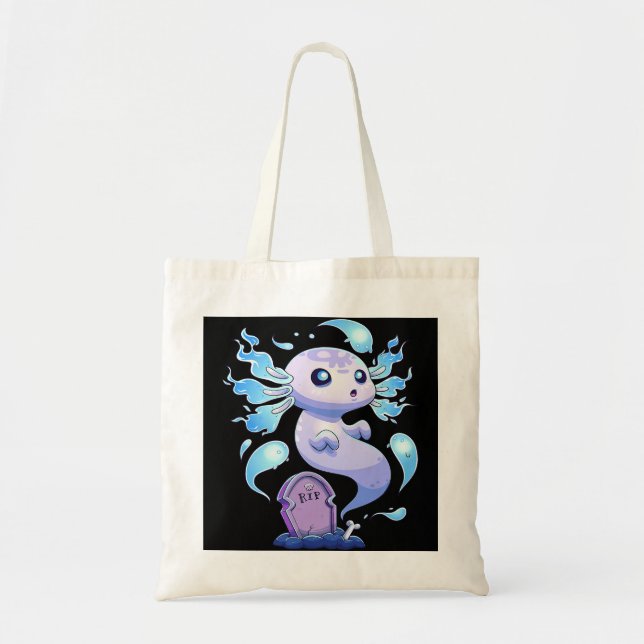 Bolso De Tela Ghost Axolotl Halloween Creepy Spooky Axolotl Spoo (Frente)