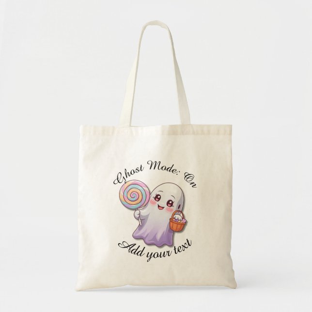 Bolso De Tela Ghost Mode: On – Personalized Halloween Tote Bag (Frente)