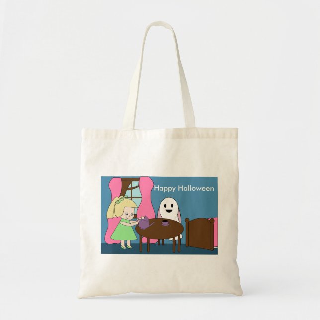 Bolso De Tela Ghost Tea Fiesta Cute Personaliza (Frente)