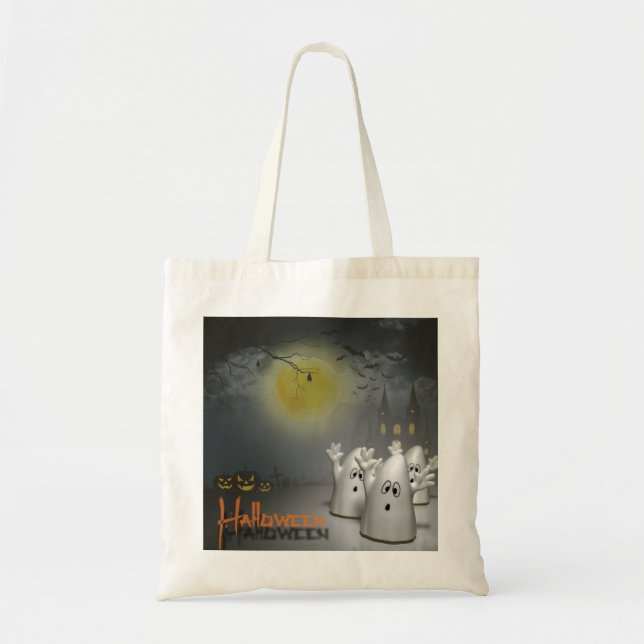 Bolso De Tela Ghostly Halloween (Frente)