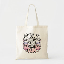 Bolso De Tela Ghouls solo quieren divertirse con Halloween Púrpu