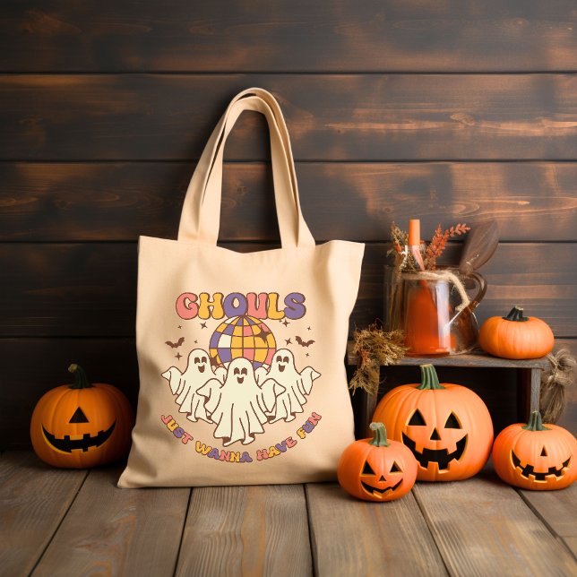Bolso De Tela Ghouls solo quieren divertirse Groovy Halloween (Subido por el creador)